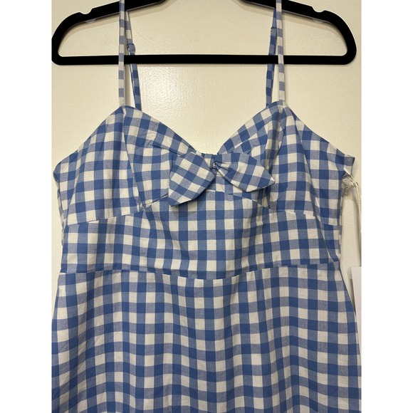 Lumiere Anthropologie Gingham Print Tie Front Dress Blue & White Size Large NWT - Picture 5 of 15